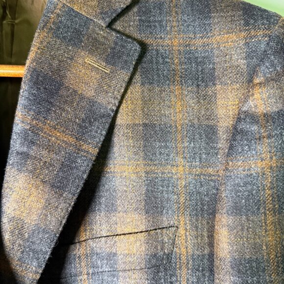 Canali Sports Blazer 100% Wool Brown & Gray Plaid 52R Best Fall Color Combo - Picture 8 of 14
